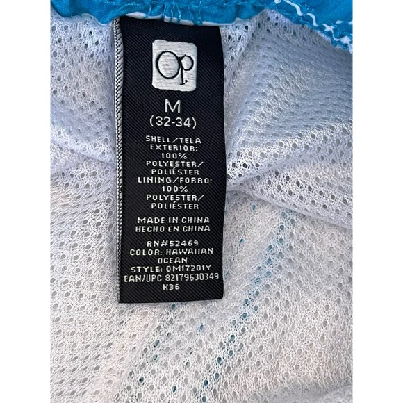 OP Men's Teal/White Checkered Swim Trunks - Picture 10 of 10